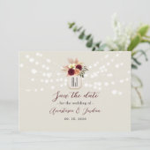 Mason Jar String Lights Wedding Save The Date (Stehend Vorderseite)