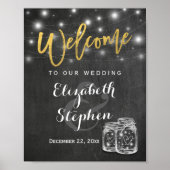 Mason Jar String Lights Wedding Welcome Empfang Poster (Vorne)