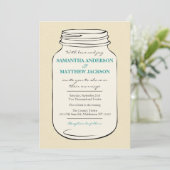 Mason Jar Style 2 Wedding Einladung - Aquamarin (Stehend Vorderseite)