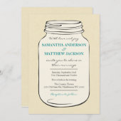 Mason Jar Style 2 Wedding Einladung - Aquamarin (Vorne/Hinten)