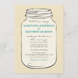 Mason Jar Style 2 Wedding Einladung - Aquamarin<br><div class="desc">Ideal für ein Land,  rustikale oder lässige Hochzeit! Mason Jar Hand gezeichnet auf einem schwachen Leinen Textur Hintergrund. Bitte kontaktieren Sie mich für benutzerdefinierte Farben oder benutzen Sie den Button "Anpassen",  um die Textfarben und -größen bei der Zuhause zu ändern!</div>