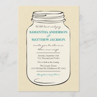Mason Jar Style 2 Wedding Einladung - Aquamarin