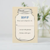 Mason Jar Style 2 Wedding RSVP - Blau Karte (Stehend Vorderseite)