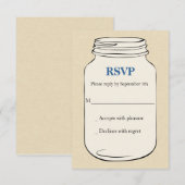 Mason Jar Style 2 Wedding RSVP - Blau Karte (Vorne/Hinten)