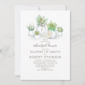 Mason Jar Succulents Rustikale Probe Abendessen Einladung (Vorderseite)