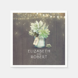 Mason Jar Succulents Rustikales Land Serviette