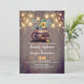 Mason Jar Sunblumen Rustic Fall Engagement Party Einladung (Stehend Vorderseite)