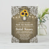 Mason Jar Sunflower Bridal Einladungen (Stehend Vorderseite)