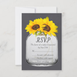 Mason Jar Sunflower Chalkboard Wedding RSVP Karte