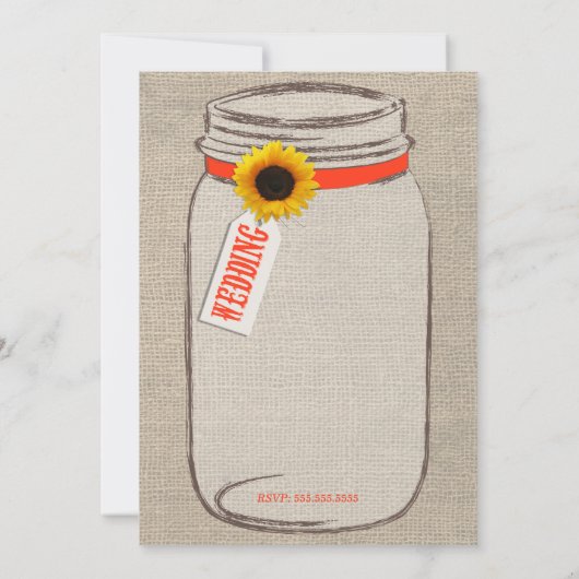 Mason Jar & Sunflower Hochzeit Einladung Orange (Rückseite)
