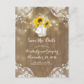 Mason Jar Sunflowers Bouquet Rustic Save the Date Ankündigungspostkarte (Vorderseite)