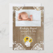 Mason Jar Sunflowers Rustic Baby Birth Foto Ankündigung (Vorderseite)