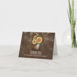 Mason Jar Sunflowers Rustic Wedding Vielen Dank Dankeskarte