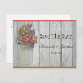 Mason Jar Tiger Lilies Barn Wood Save the Date Ankündigungspostkarte (Vorne/Hinten)