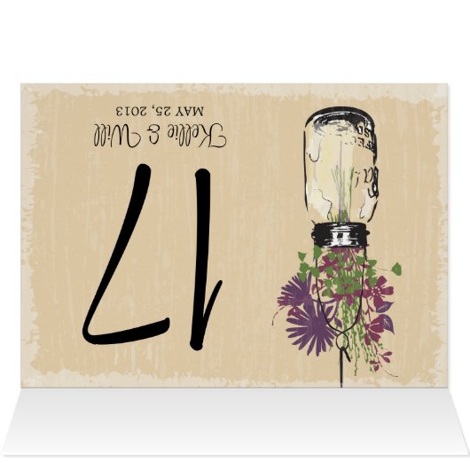 Mason Jar Tischnummer Cards DOPPELSIERT (Innenansicht Horizontal (Oben))