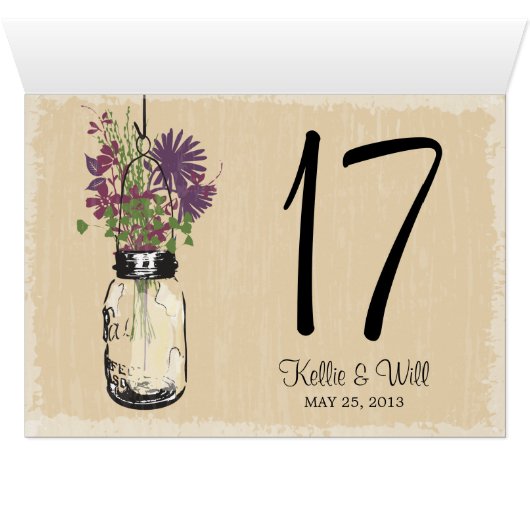 Mason Jar Tischnummernkarten DOPPELSEITIG (Innenansicht Horizontal (Unten))