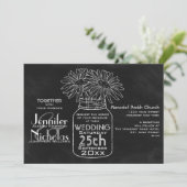 Mason Jar Typografy Chalkboard Wedding Einladung (Stehend Vorderseite)