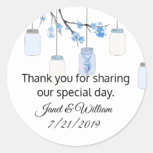 Mason Jar über Aufkleber zur Gastgeschenk Hochzeit