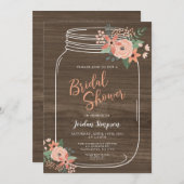 Mason Jar und Blume Rustikales Brautparty Einladung (Vorne/Hinten)