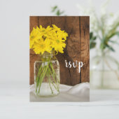Mason Jar und Daisies Country Wedding RSVP Card Karte (Stehend Vorderseite)