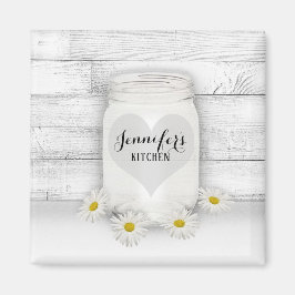 Mason Jar und Daisies Magnet