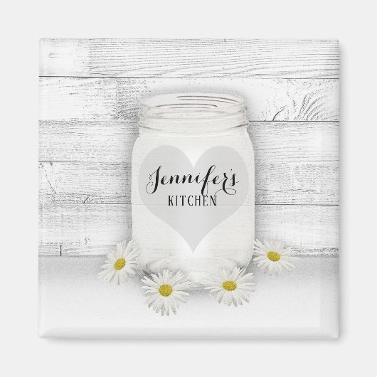 Mason Jar und Daisies Magnet (Vorne)