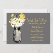 Mason Jar und Daisies Save the Date (Vorderseite)
