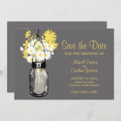 Mason Jar und Daisies Save the Date (Vorne/Hinten)
