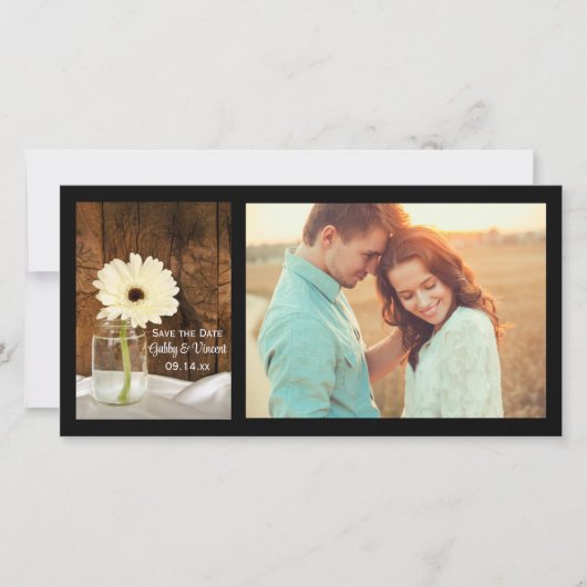 Mason Jar und Daisy Country Wedding Save the Date (Vorderseite)