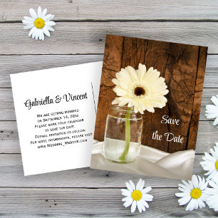 Mason Jar und Daisy Country Wedding Save the Date Ankündigungspostkarte