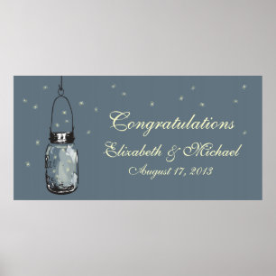 Mason Jar und Fireflies Banner Poster