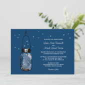 Mason Jar und Fireflies Hochzeitseinladungen Einladung (Stehend Vorderseite)