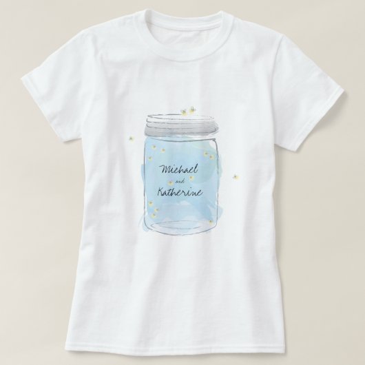 Mason Jar und Fireflies T-Shirt (Design vorne)