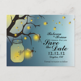 Mason Jar und Firefly Save the Date Postcard Ankündigungspostkarte