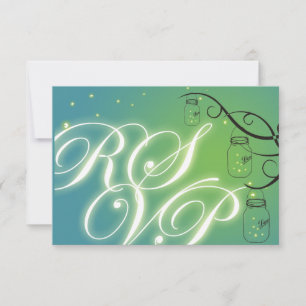 Mason Jar und Firefly UAWG - Green Aquamarin RSVP Karte