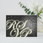 Mason Jar und Firefly UAWG - Schwarz-weiß RSVP Karte (Stehend Vorderseite)