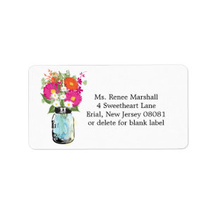Mason Jar und Gerber Daisies Adressaufkleber