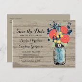 Mason Jar und Gerber Daisies Save the Date Ankündigungspostkarte (Vorne/Hinten)
