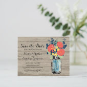 Mason Jar und Gerber Daisies Save the Date Ankündigungspostkarte (Stehend Vorderseite)