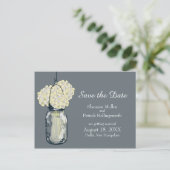 Mason Jar und Hydrangeas Save the Date Ankündigungspostkarte (Stehend Vorderseite)