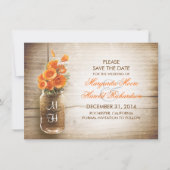 Mason Jar und orange Blume speichern Datumskarten Save The Date (Vorderseite)