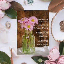 Mason Jar und Pink Daisies Country Barn Wedding Einladung