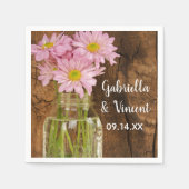 Mason Jar und Pink Daisies Country Barn Wedding Serviette (Vorderseite)