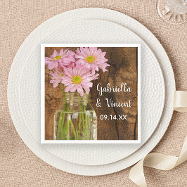 Mason Jar und Pink Daisies Country Barn Wedding Serviette