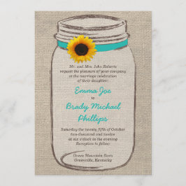 Mason Jar und Sonnenblumen Einladung zur Hochzeit