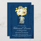 Mason Jar und Sonnenblumen Probe Dinner Einladung (Vorne/Hinten)