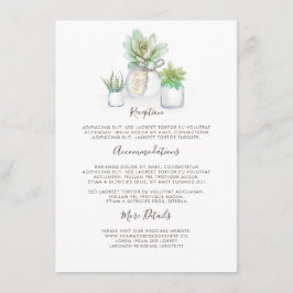Mason Jar und Succulents Wedding Information Guest Begleitkarte