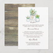Mason Jar und Succulents Wedding Information Guest Begleitkarte (Vorne/Hinten)