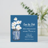 Mason Jar und weiße Gänseblümchen Save-the-Date Save The Date (Stehend Vorderseite)