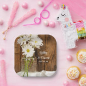 Mason Jar und White Daisies Barn Wedding Pappteller (Party)